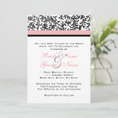 Uitnodiging tot roze en zwarte bruiloft (Staand voorkant)