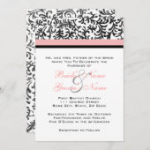 Uitnodiging tot roze en zwarte bruiloft (Voorkant / Achterkant)