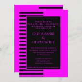 Uitnodiging tot roze en zwarte bruiloft (Voorkant / Achterkant)