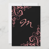 Uitnodiging tot roze en zwarte bruiloft (Achterkant)