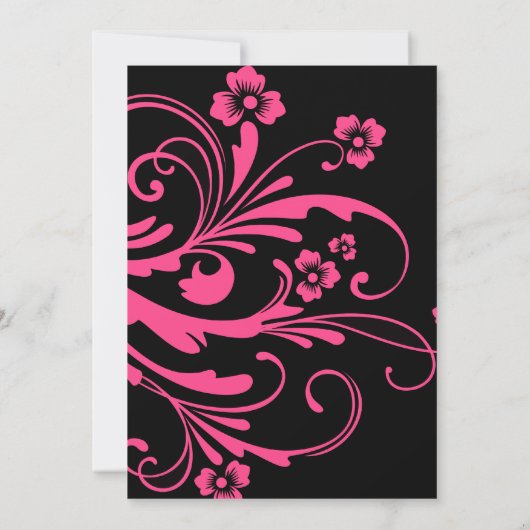 Uitnodiging tot roze en zwarte bruiloft (Achterkant)