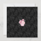 Uitnodiging tot roze en zwarte gothische bruiloft (Achterkant)