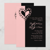 Uitnodiging tot roze en zwarte hedendaagse bruilof (Voorkant / Achterkant)
