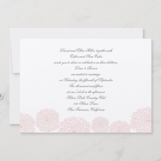 Uitnodiging tot roze grijze bruiloft (Voorkant)