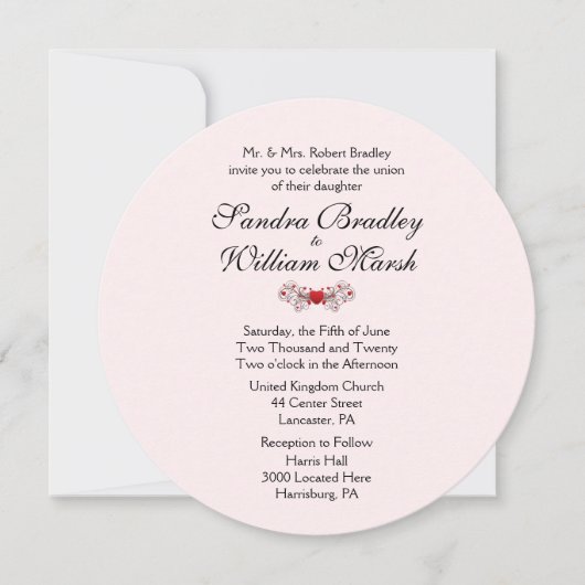 Uitnodiging tot roze harten (Voorkant)