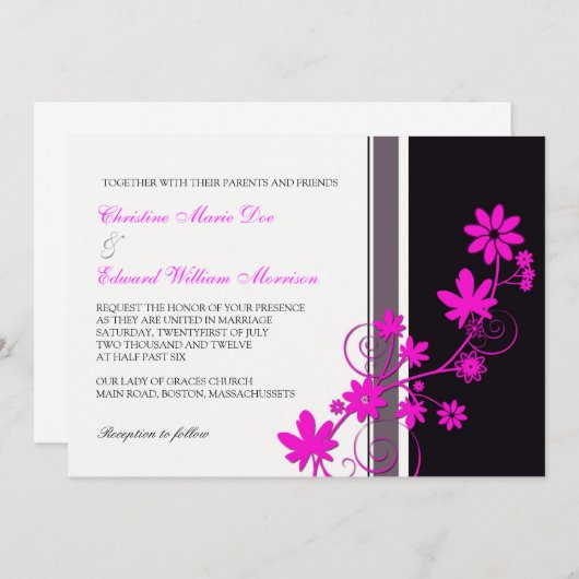 Uitnodiging tot roze weddenschappen (Voorkant / Achterkant)