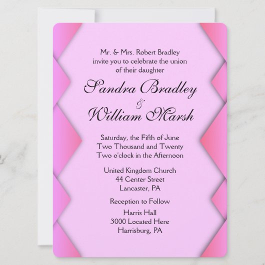 Uitnodiging tot roze weddenschappen (Voorkant)