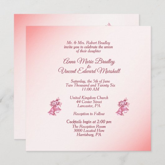 Uitnodiging tot roze weddenschappen (Voorkant / Achterkant)