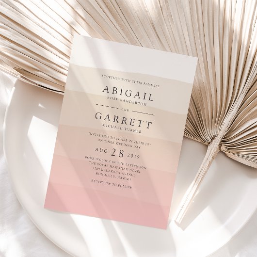 Uitnodiging tot roze zand bruiloft