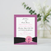 Uitnodiging tot roze zwarte ribbon bruiloft (Staand voorkant)