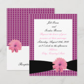 Uitnodiging tot roze zwarte ribbon bruiloft (Voorkant / Achterkant)