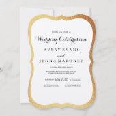 Uitnodiging tot  Rustic Gold Foil Border Weddensch (Voorkant)