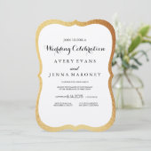 Uitnodiging tot  Rustic Gold Foil Border Weddensch (Staand voorkant)