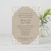 Uitnodiging tot Rustic Lace & Burlap Wedding (Staand voorkant)