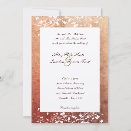 Uitnodiging tot Rustige Boom Rood Wedden (Voorkant)