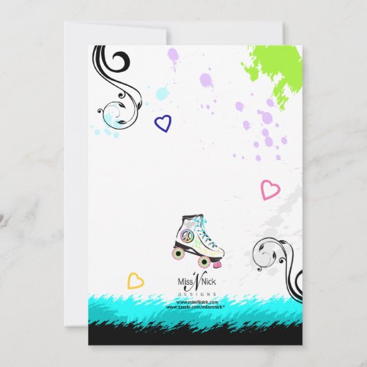 Uitnodiging tot Schaats met heupen en kleurrijke r (Achterkant)