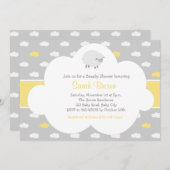 Uitnodiging tot schapen en wolken (grijs geel) (Voorkant / Achterkant)