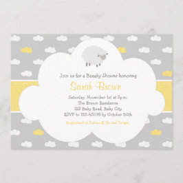 Uitnodiging tot schapen en wolken (grijs geel)