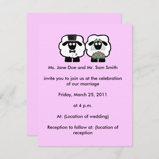 Uitnodiging tot schapenbruiloft (Voorkant / Achterkant)