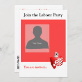 Uitnodiging tot Sjabloon Arbeidspartij (Voorkant / Achterkant)