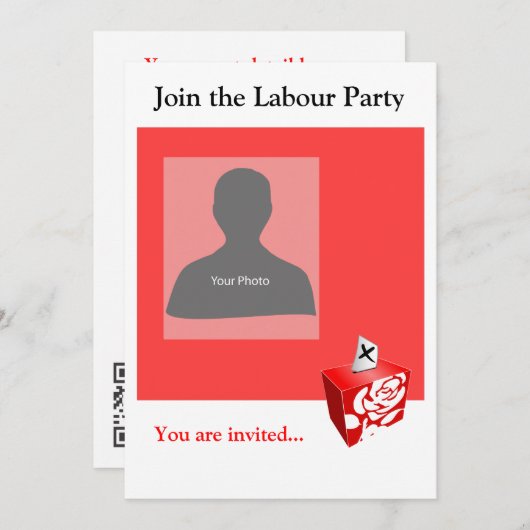 Uitnodiging tot Sjabloon Arbeidspartij (Voorkant / Achterkant)