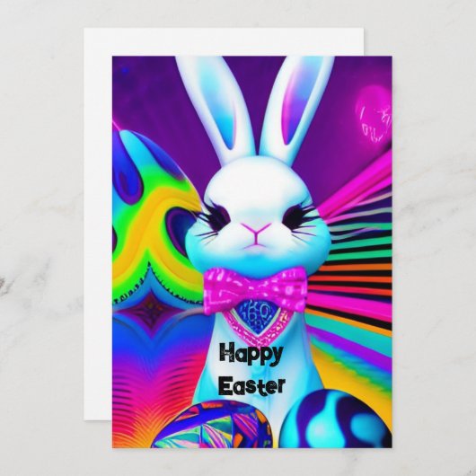 Uitnodiging tot sjabloon bij paasbunny (Voorkant / Achterkant)