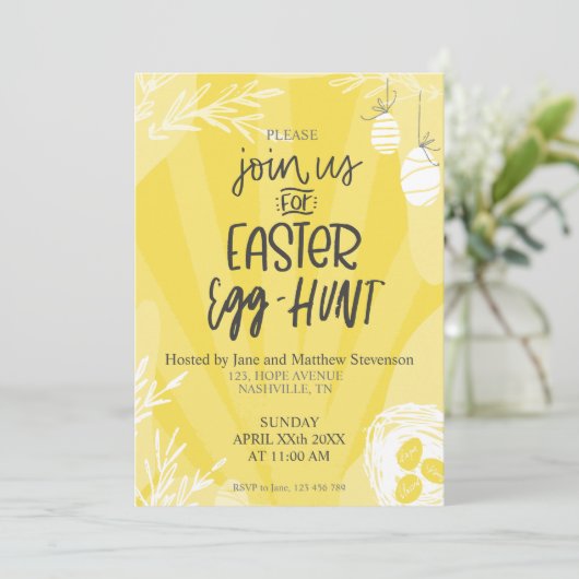 Uitnodiging tot Sjabloon van de Oost-Egg Hunt Spri (Staand voorkant)
