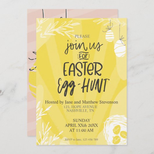 Uitnodiging tot Sjabloon van de Oost-Egg Hunt Spri (Voorkant / Achterkant)