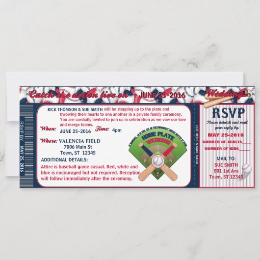 Uitnodiging tot SJABLOON van honkbalkaartje (Achterkant)