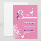 Uitnodiging tot Sjabloon voor Vrouwendag (Voorkant / Achterkant)