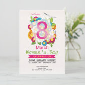 Uitnodiging tot Sjabloon voor Vrouwendag (Staand voorkant)