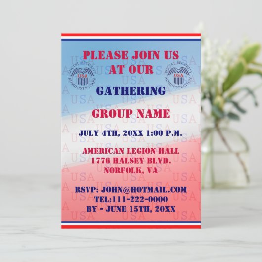 Uitnodiging tot sociale zekerheid (Staand voorkant)