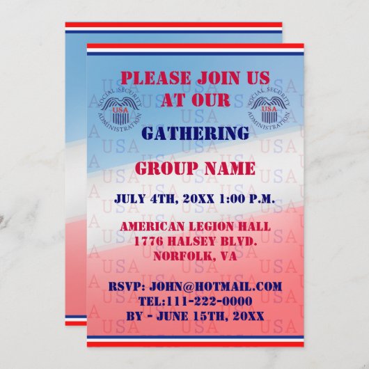 Uitnodiging tot sociale zekerheid (Voorkant / Achterkant)