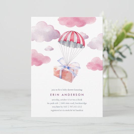 Uitnodiging tot speciale Baby shower voor levering (Staand voorkant)