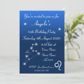 Uitnodiging tot speciale Zodiac Leo Galaxy Party (Staand voorkant)