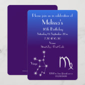 Uitnodiging tot speciale Zodiac Virgo Galaxy Party (Voorkant / Achterkant)
