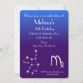 Uitnodiging tot speciale Zodiac Virgo Galaxy Party (Voorkant)