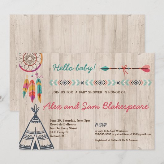 Uitnodiging tot stammenBaby shower (Voorkant / Achterkant)