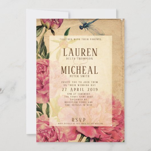 Uitnodiging tot stijl van pony en Dragonfly-bruil (Voorkant)