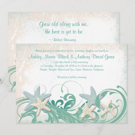 Uitnodiging tot strandstralen of bruiloft op beste (Voorkant / Achterkant)