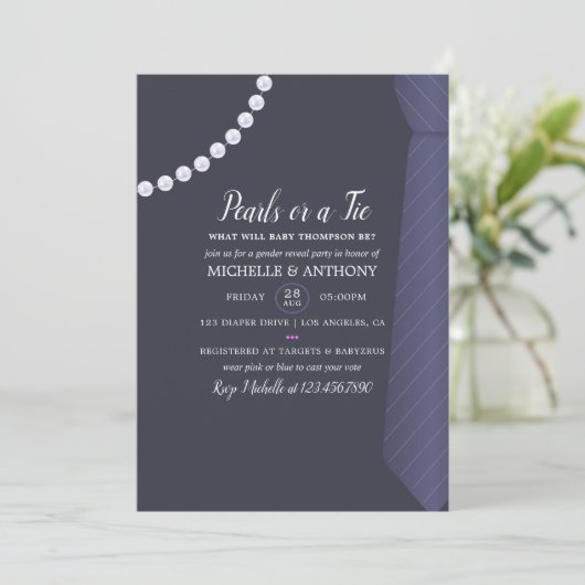 Uitnodiging tot stropdas of Parelgendergelijkheid (Staand voorkant)