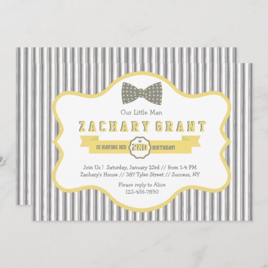 Uitnodiging tot Stropdas van Little Man Bow (Voorkant / Achterkant)