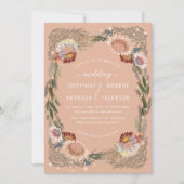 Uitnodiging tot taupe Weddenschap op ketting Flowe (Voorkant)