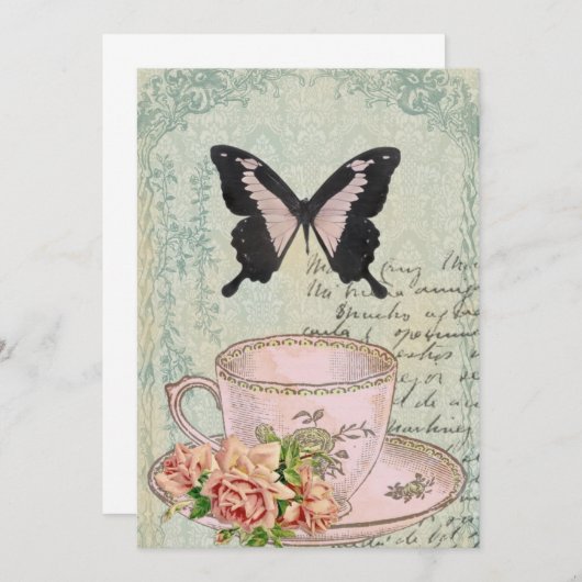 Uitnodiging tot  Tea Time Wedding (Voorkant / Achterkant)