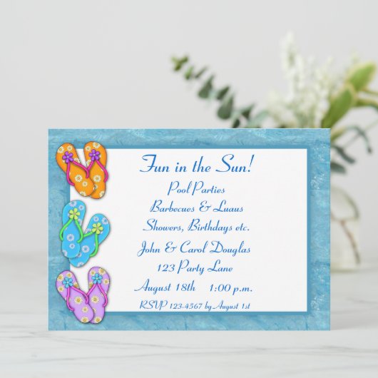 Uitnodiging tot teenslippers (Staand voorkant)