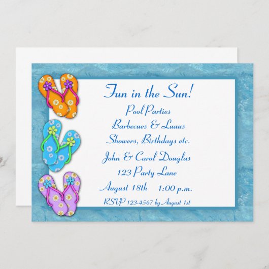 Uitnodiging tot teenslippers (Voorkant / Achterkant)