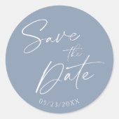 Uitnodiging tot teruggave van usty Blue Wedding Ronde Sticker (Voorkant)