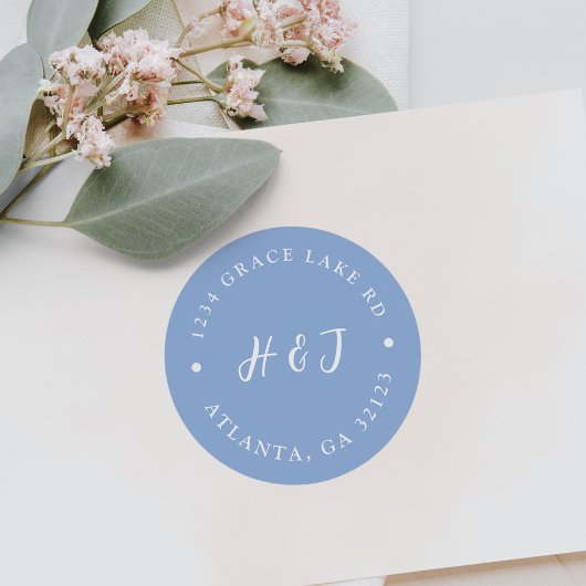 Uitnodiging tot teruggave van usty Blue Wedding Ronde Sticker