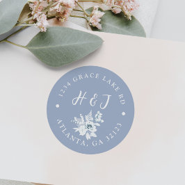 Uitnodiging tot teruggave van usty Blue Wedding Ronde Sticker