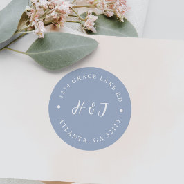 Uitnodiging tot teruggave van usty Blue Wedding Ronde Sticker